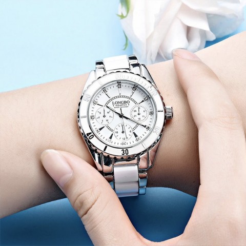 Ceramic steel band watch waterproof luminous ladies quartz watch