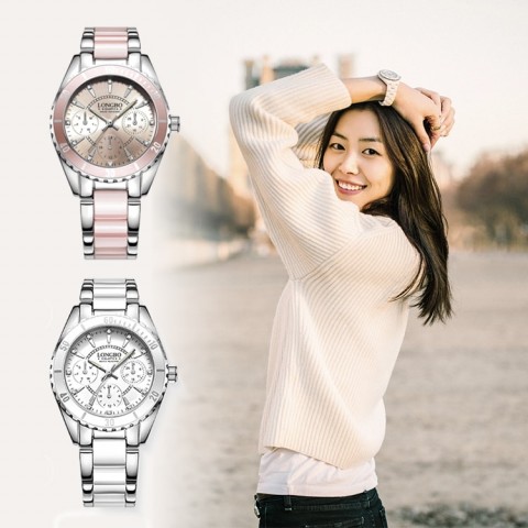 Ceramic steel band watch waterproof luminous ladies quartz watch