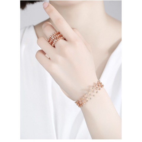 Three-row zircon telescopic ring bracelet 2-in-1