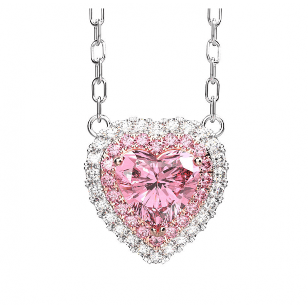 Crystal pink heart Austrian crystal neck..