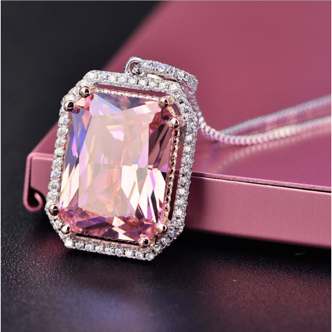 Large Artificial Square Pink Gem Jewelry