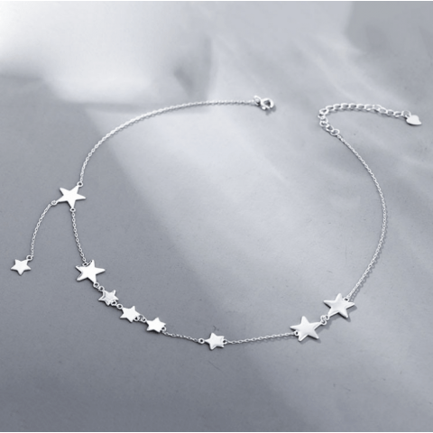 S925 Sterling Silver Star Shining Pendant Necklace