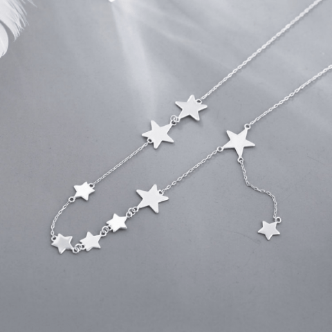 S925 Sterling Silver Star Shining Pendant Necklace