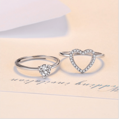 S925 Sterling Silver 2in1 Heart Ring