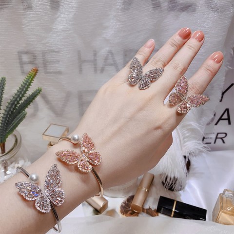 ins influencers recommend styles zircon butterfly bracelet butterfly ring