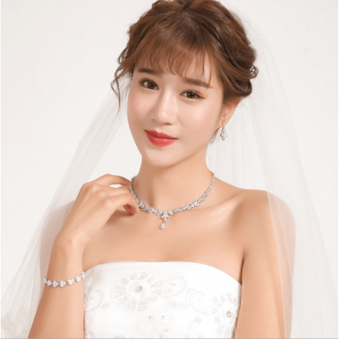 Classic Water Drop Zircon Bride Wedding Set