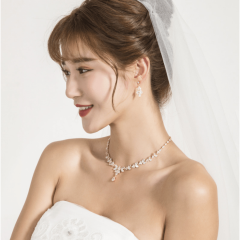 Classic Water Drop Zircon Bride Wedding Set