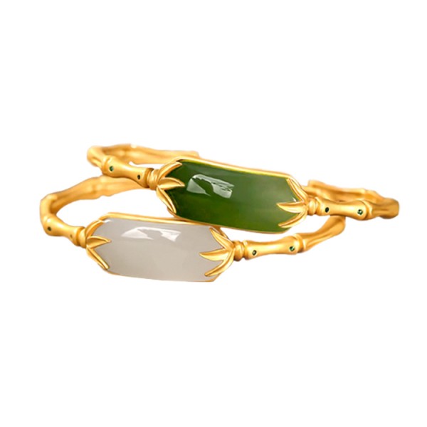 2022 NEW ANTIQUE GOLD AND BAMBOO JADE BR..