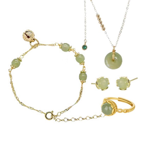 Hetian jade bell bracelet&Necklace Set..