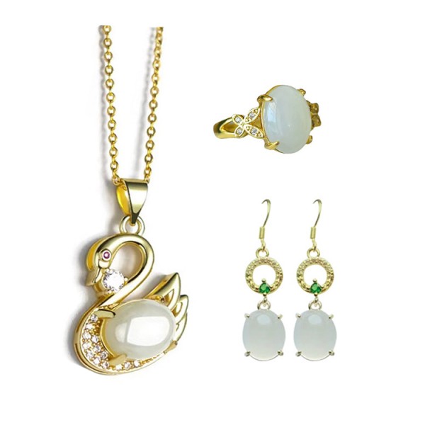 Cygnet White Chalcedony Jewelry Set..