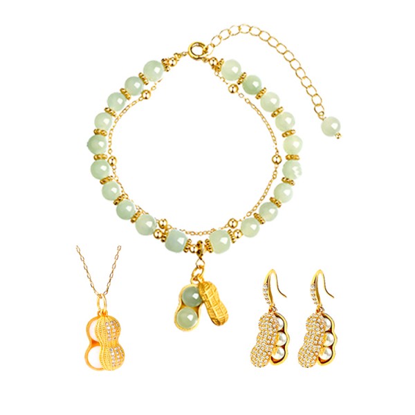 Peanut HeTian Jade Jewelry Set..