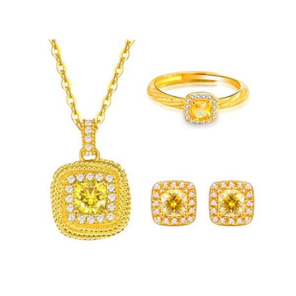 Sugar Cube Citrine Jewelry Set..