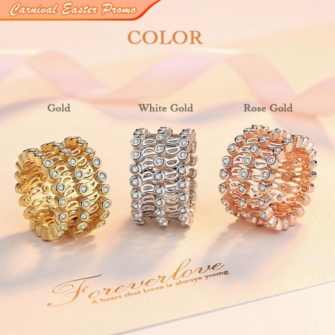 Three-row zircon telescopic ring