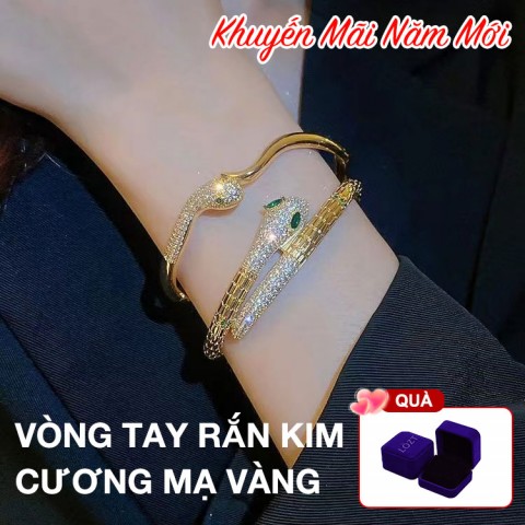 Vòng tay rắn zircon mạ điện vàng thật