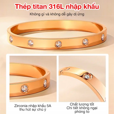 Vòng đeo tay sức khỏe kim cương thép titan