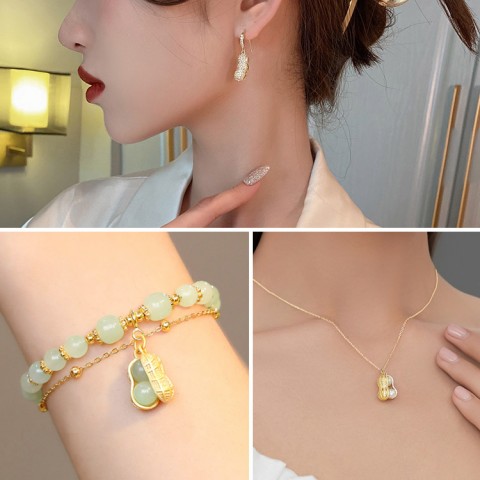 Peanut HeTian Jade Jewelry Set