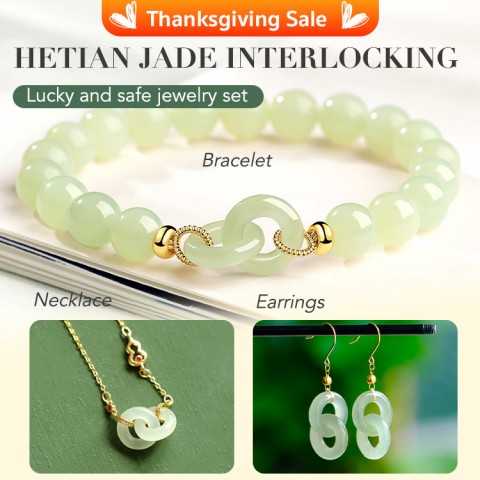 Hetian jade interlocking lucky and safe jewelry set