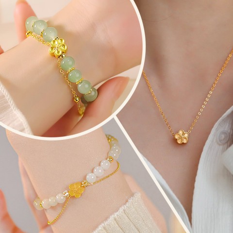 hetian jade peach blossom jewelry set