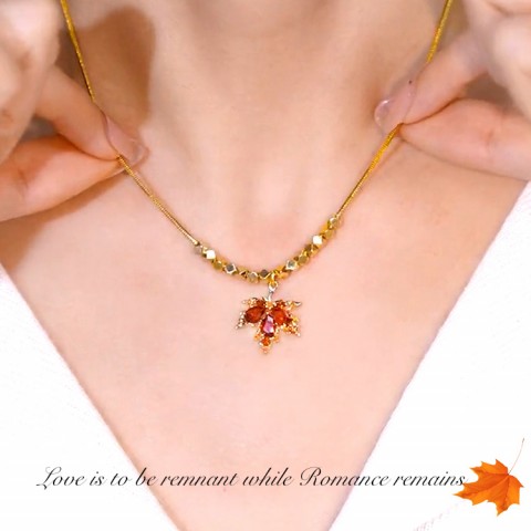 New Romantic Acacia Red Maple Leaf Zircon Jewelry