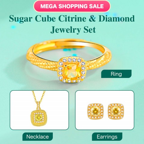 Sugar Cube Citrine Jewelry Set