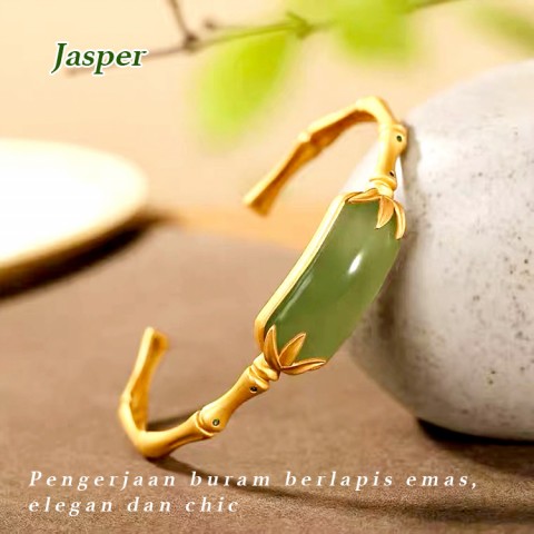 24K Vietnam Sand Gold Hetian Jade Four-leaf Clover Necklace and Bracelet