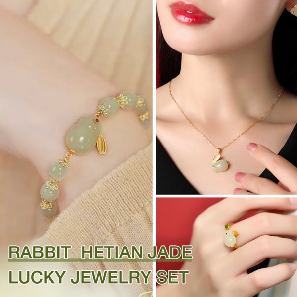 Rabbit HeTian jade lucky jewelry set-2022 Korean hot style