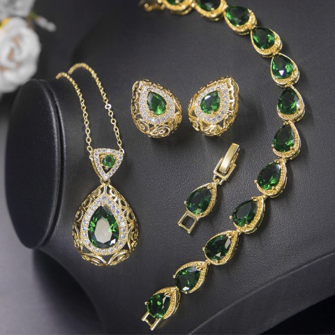 Noble Crystal 3in1 Drop shape Jewelry Set