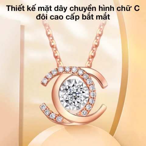 Dây chuyền kim cương đôi C