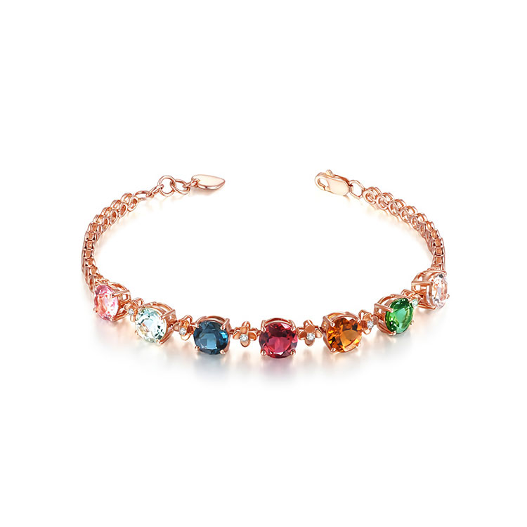 Rainbow Gemstone Plated 18k Rose Gold Bracelet