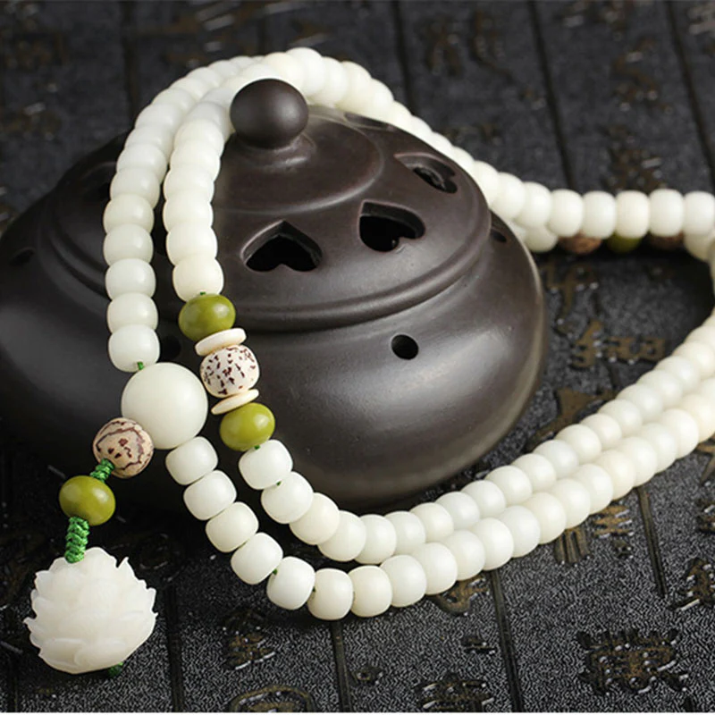 Natural White Jade Bodhi Bracelet