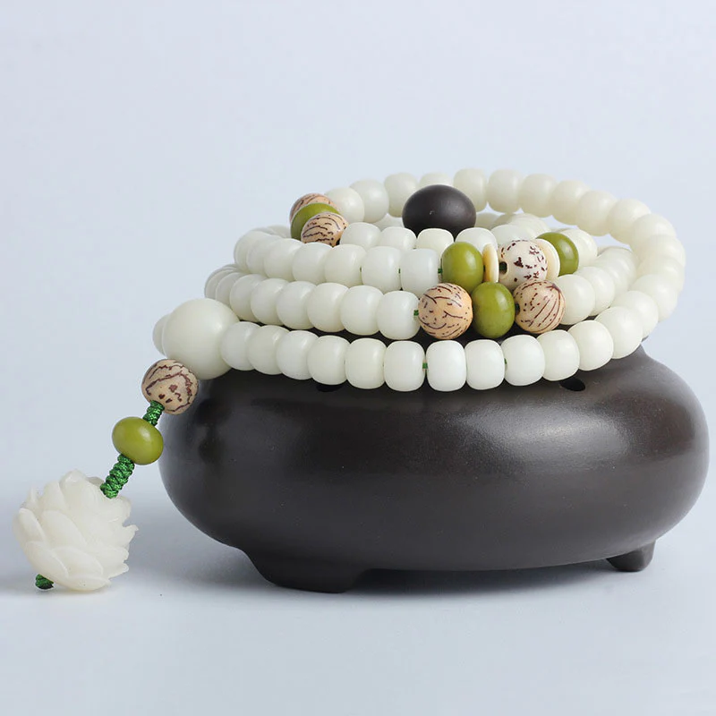 Natural White Jade Bodhi Bracelet