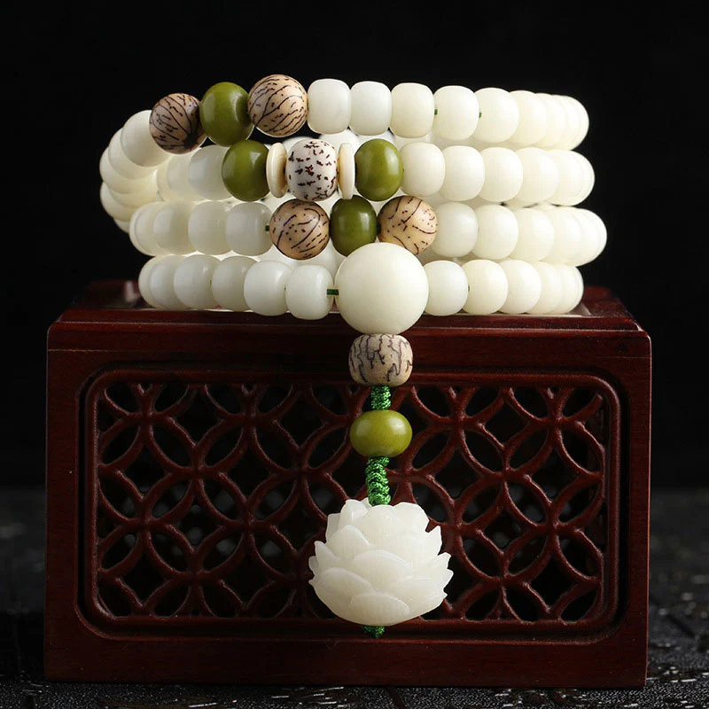 Natural White Jade Bodhi Bracelet