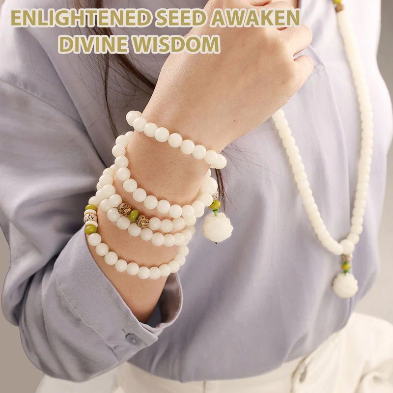 Natural White Jade Bodhi Bracelet