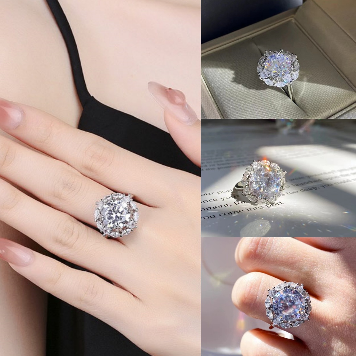 khuyến mãi ngày phụ nữ - Tỏa sáng cả ngày - Bộ trang sức Moissanite 5 Carat - Giấy chứng nhận GRA, hộp quà tặng miễn phí